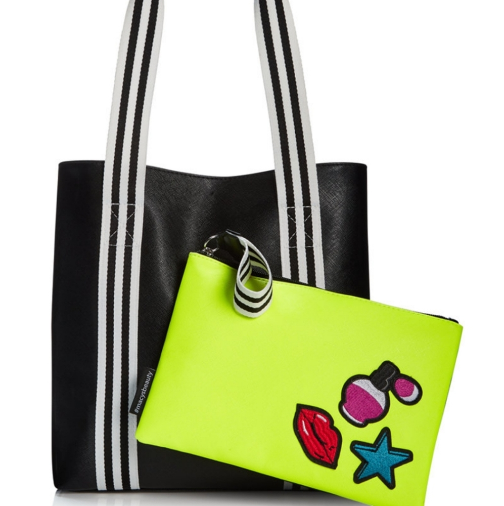 Black Tote with Cosmetics Bag